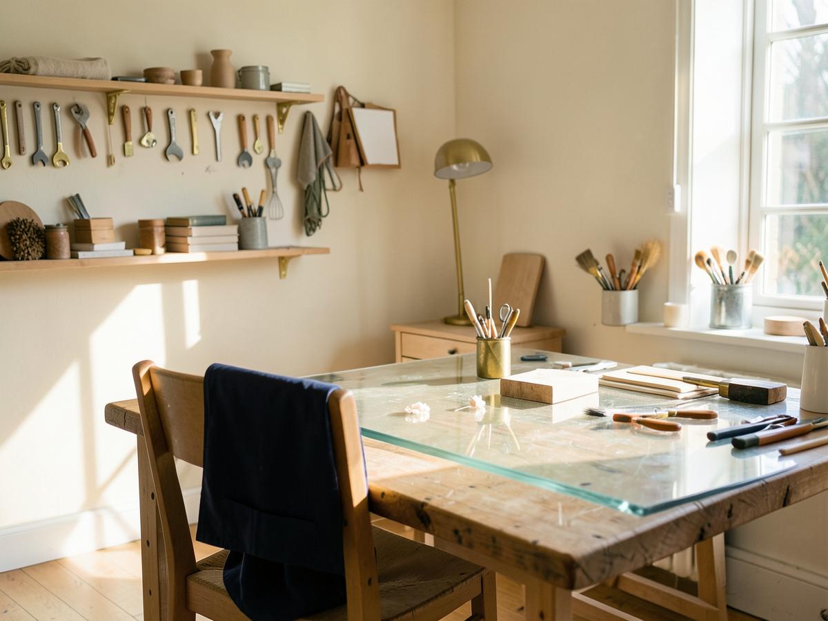 An orderly independent maker’s studio, symbolizing a purposeful business